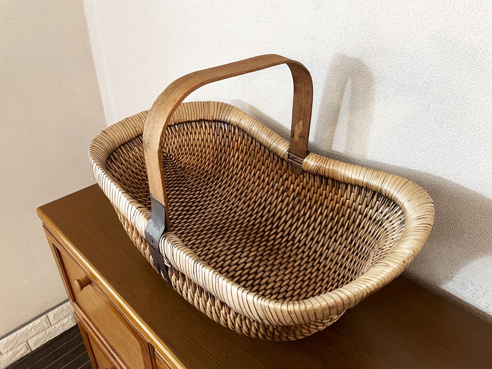 スウェーデンビンテージ Swedish Vintage ジュニパーバスケット Juniper basket ピクニックバスケット 籠 ワンハンドル W56cm 北欧雑貨 ◎