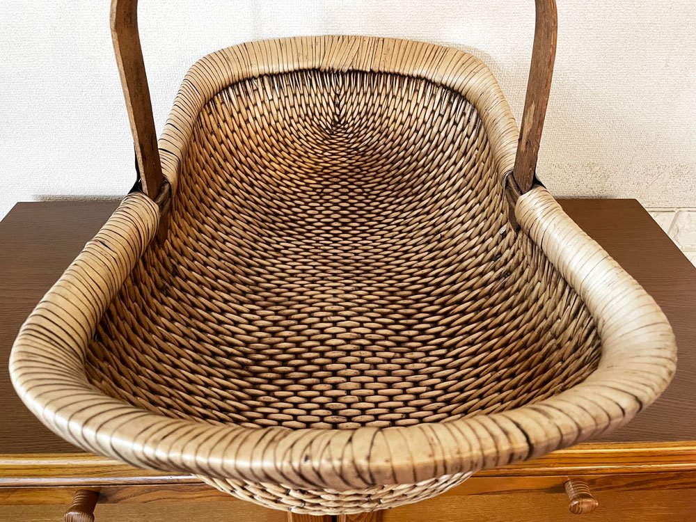 スウェーデンビンテージ Swedish Vintage ジュニパーバスケット Juniper basket ピクニックバスケット 籠 ワンハンドル W56cm 北欧雑貨 ◎