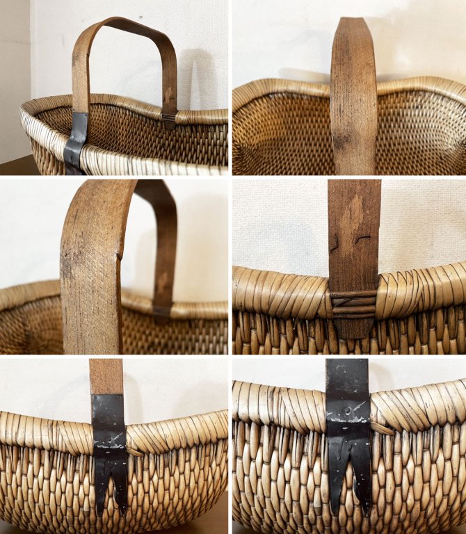 スウェーデンビンテージ Swedish Vintage ジュニパーバスケット Juniper basket ピクニックバスケット 籠 ワンハンドル W56cm 北欧雑貨 ◎