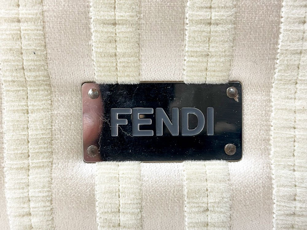 フェンディカーサ FENDI CASA ドミノ Domino ラウンドスツール オットマン Φ60cm ストライプ ファブリック 高級家具 イタリアモダン ●