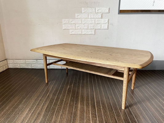 モモナチュラル Momo Natural リバーゲート RIVERGATE ローテーブル FD LOW TABLE エレベーターテーブル リフトアップ 昇降式 オーク材 W130cm 廃番サイズ ◎