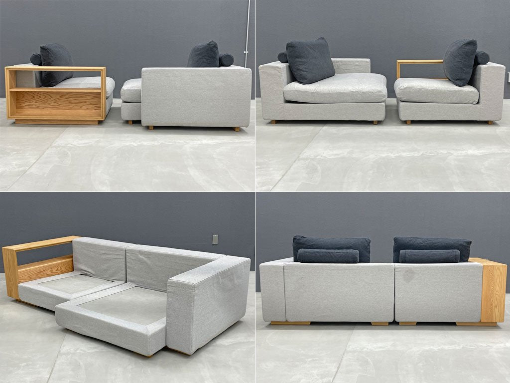 極ソファ KIWAMI SOFA オルタナ Alterna 1シーター+1.5シーターディープ ユニットソファ ホワイトオーク無垢材 カバーリングソファ 国産 ハンドメイド 〓