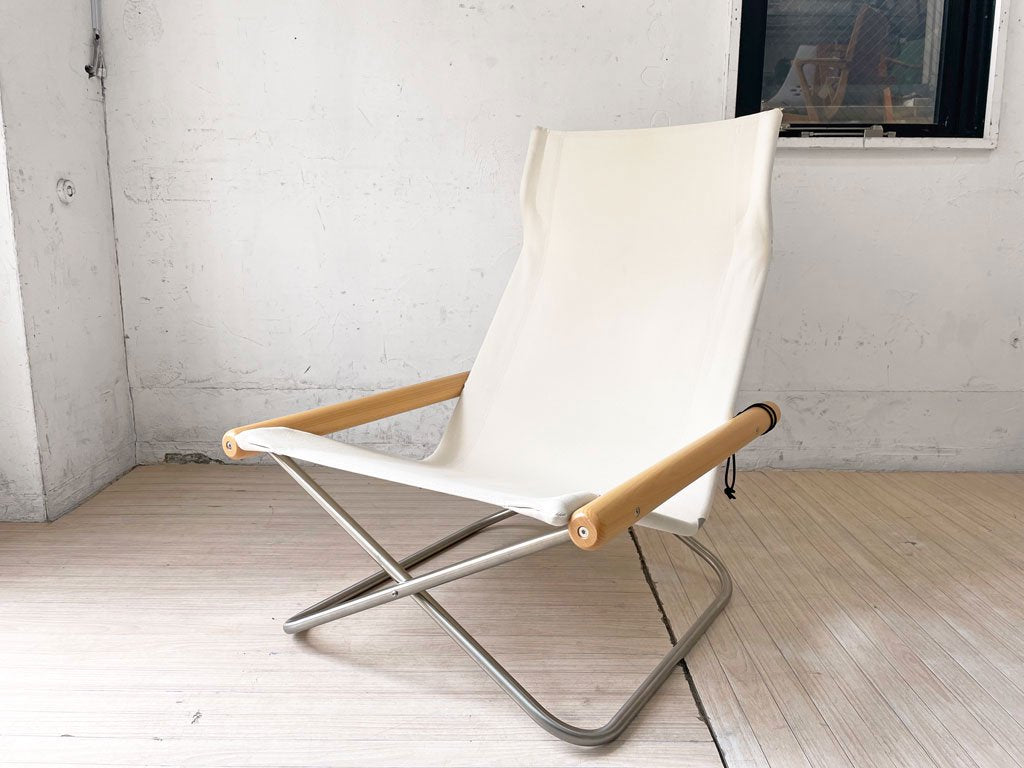 ニーチェア エックス NY chair X フォールディングチェア ホワイト×ナチュラル 折りたたみ 新居猛 藤栄 MoMA ★