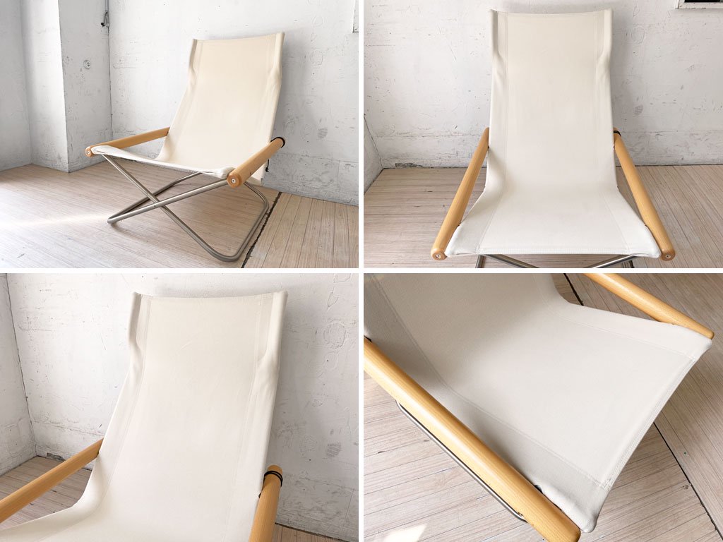 ニーチェア エックス NY chair X フォールディングチェア ホワイト×ナチュラル 折りたたみ 新居猛 藤栄 MoMA ★