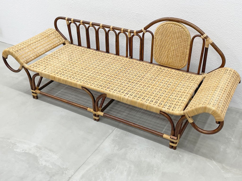 橋之口籐工芸工房 ラタン カウチ ソファ Rattan couch Sofa 籐家具 籐 シェーズロング 「現代の名工」橋之口幹夫 黄綬褒章受章 宮崎県伝統的工芸品 〓