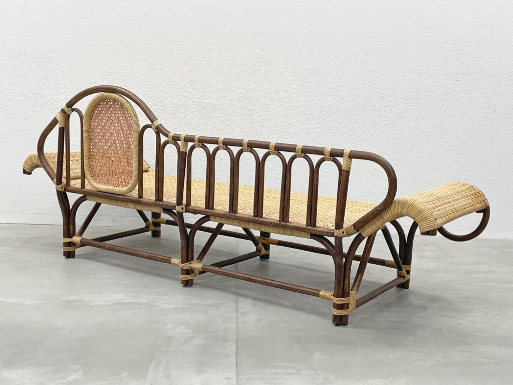 橋之口籐工芸工房 ラタン カウチ ソファ Rattan couch Sofa 籐家具 籐 シェーズロング 「現代の名工」橋之口幹夫 黄綬褒章受章 宮崎県伝統的工芸品 〓