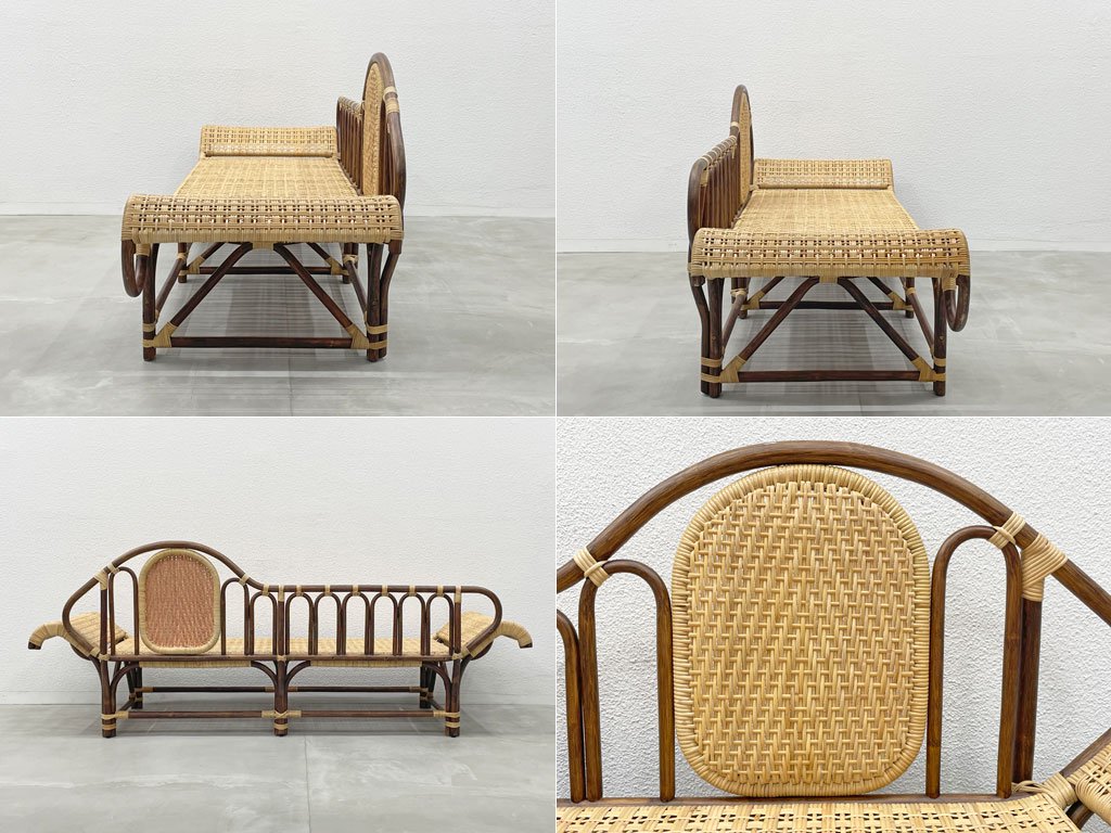 橋之口籐工芸工房 ラタン カウチ ソファ Rattan couch Sofa 籐家具 籐 シェーズロング 「現代の名工」橋之口幹夫 黄綬褒章受章 宮崎県伝統的工芸品 〓