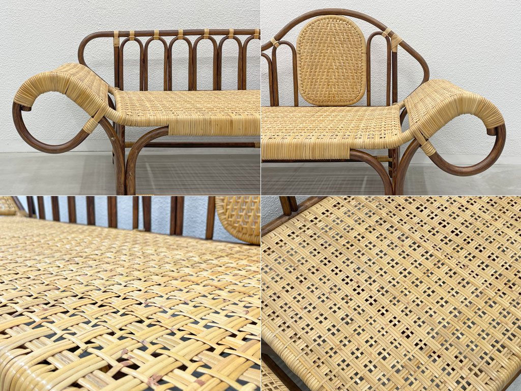 橋之口籐工芸工房 ラタン カウチ ソファ Rattan couch Sofa 籐家具 籐 シェーズロング 「現代の名工」橋之口幹夫 黄綬褒章受章 宮崎県伝統的工芸品 〓