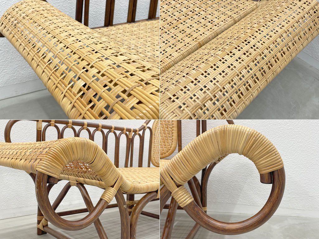 橋之口籐工芸工房 ラタン カウチ ソファ Rattan couch Sofa 籐家具 籐 シェーズロング 「現代の名工」橋之口幹夫 黄綬褒章受章 宮崎県伝統的工芸品 〓