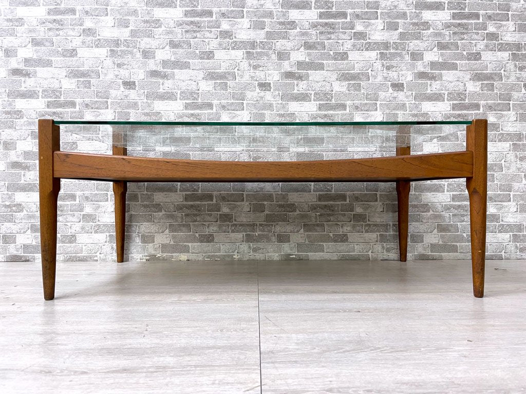 ハイク HIKE RESPOKE ガラスソファテーブル Glass sofa table ガラス×チーク材 ローテーブル 希少木材 廃番 現行品参考価格￥187,000～￥209,000- 中目黒 ●