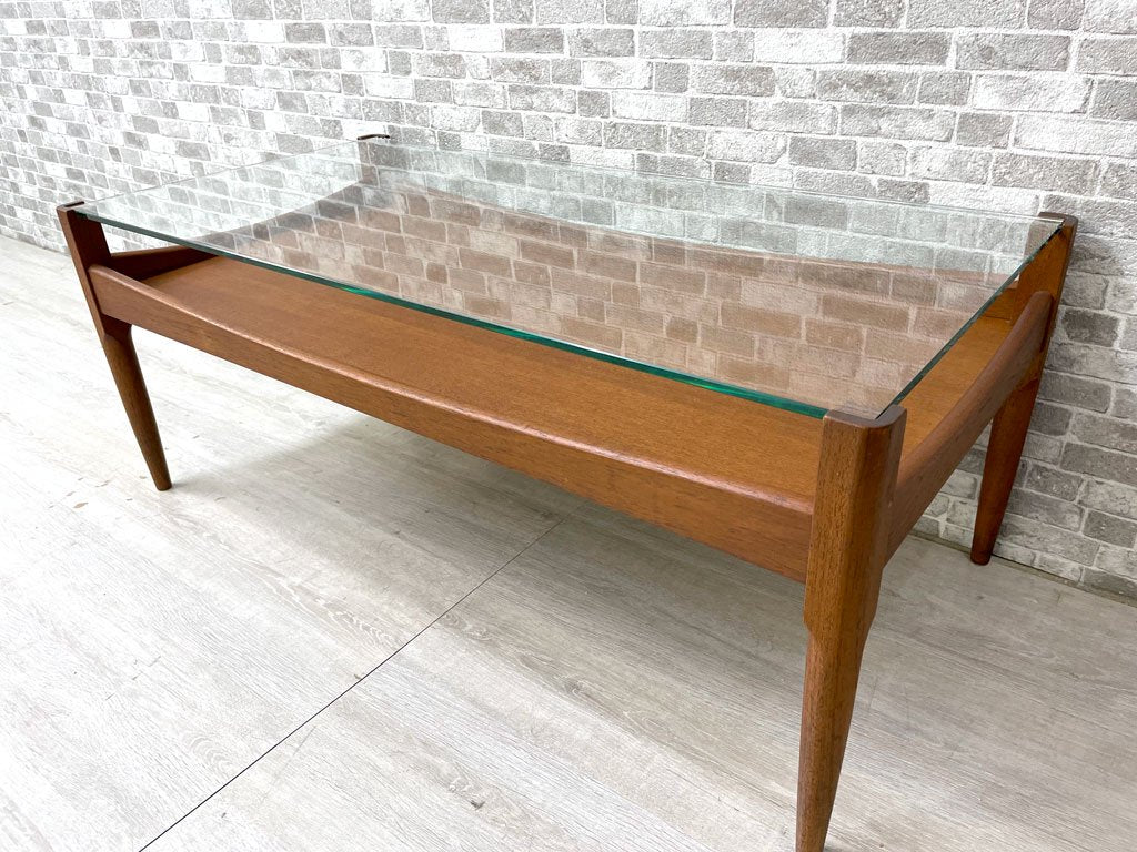 ハイク HIKE RESPOKE ガラスソファテーブル Glass sofa table ガラス×チーク材 ローテーブル 希少木材 廃番 現行品参考価格￥187,000～￥209,000- 中目黒 ●