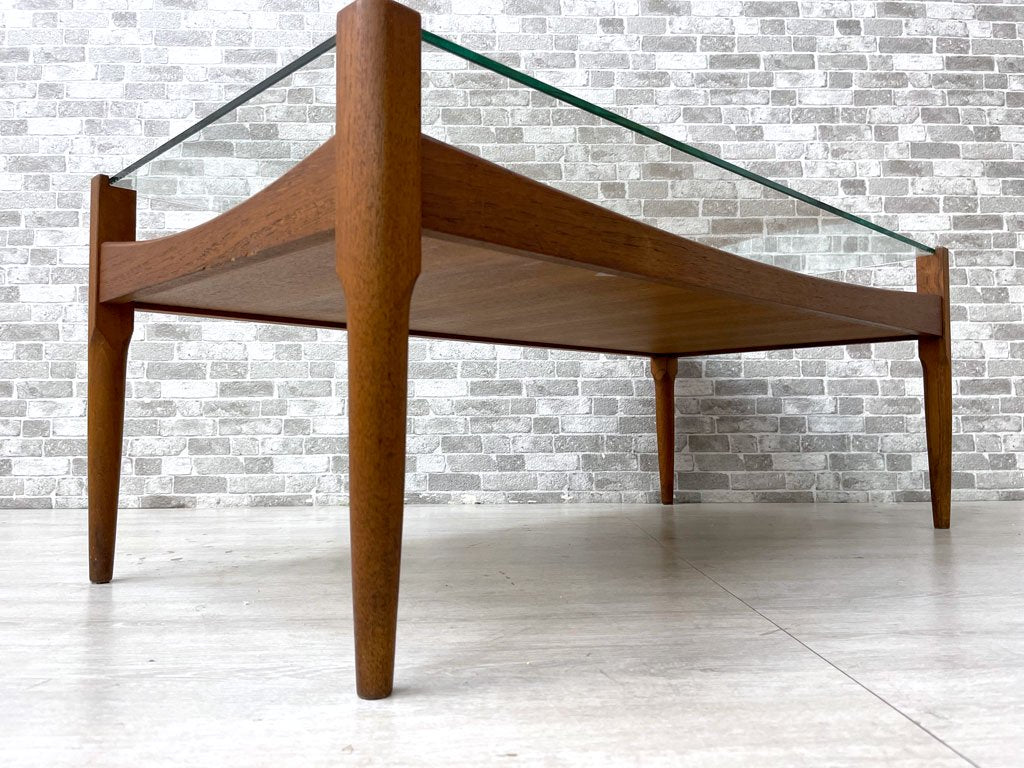 ハイク HIKE RESPOKE ガラスソファテーブル Glass sofa table ガラス×チーク材 ローテーブル 希少木材 廃番 現行品参考価格￥187,000～￥209,000- 中目黒 ●