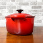 ルクルーゼ LE CREUSET ココットダムール COCOTTE D'AMOUR 両手鍋 ハート型 鋳物 チェリーレッド 1.9L フランス製 未使用品 ●