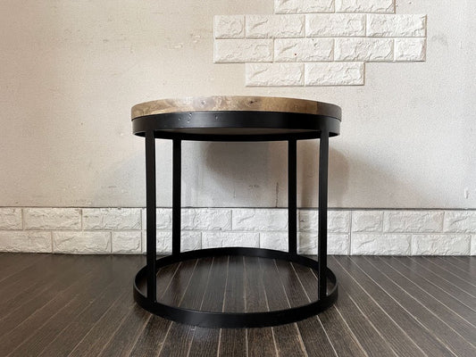 ライフファニチャー LIFE FURNITURE アイアンコーヒーテーブル CY IRON COFFEE TABLE ラウンド Lサイズ Φ5cm マンゴー無垢材 インダストリアル ◎