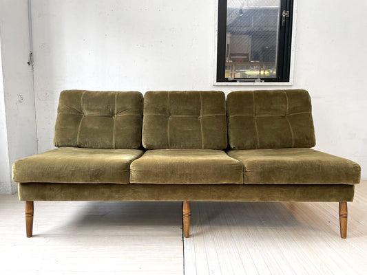 トラックファニチャー TRUCK FURNITURE TSブレッドソファ TS BREAD SOFA 3P ナラ無垢材 張地 F-72 オリーブビロード オーダー品 ★