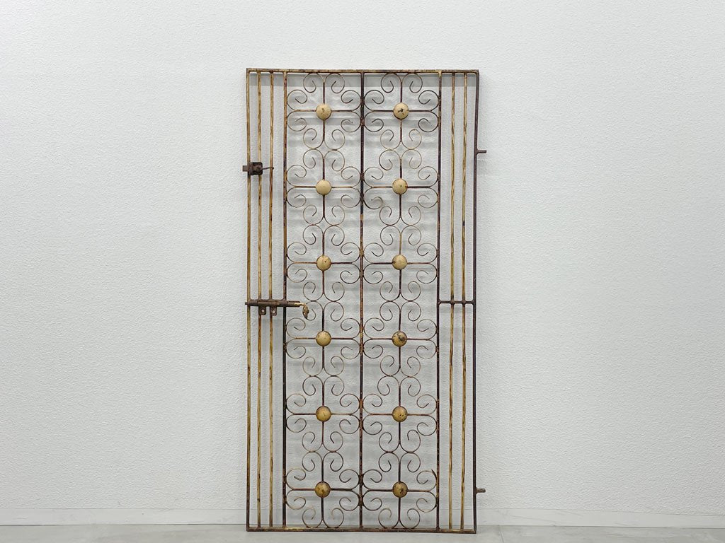 フランスビンテージ アイアン グリルドア Iron door ガーデン フェンス 扉 ブロカント シャビーシック アトリエ コベントガーデン 什器 〓
