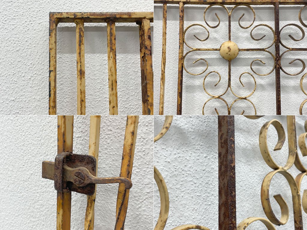 フランスビンテージ アイアン グリルドア Iron door ガーデン フェンス 扉 ブロカント シャビーシック アトリエ コベントガーデン 什器 〓