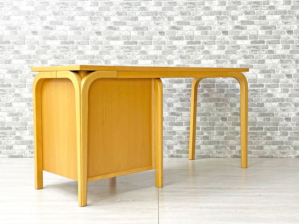 マグナスオルセン Magnus Olesen デスク 片袖机 リノリウム × ビーチ材 W130cm 抽斗 ファイリングドロワー R・ティエセン＆J・ソーレンセン 北欧 デンマーク ●