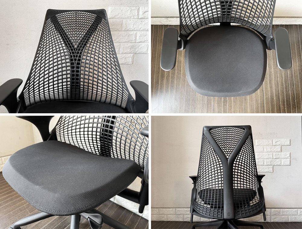 ハーマンミラー Herman Miller セイルチェア SAYL CHAIR デスクチェア オフィスチェア ブラック ミドルバック イヴ・ベアール 定価￥104,500- ◎