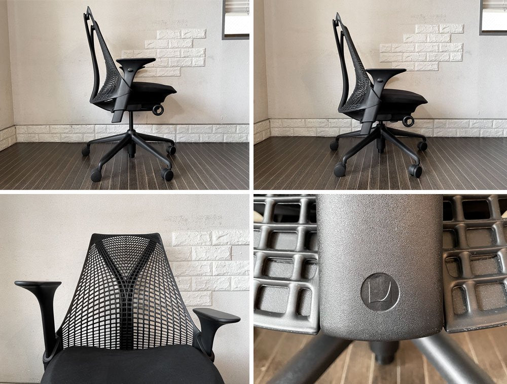 ハーマンミラー Herman Miller セイルチェア SAYL CHAIR デスクチェア オフィスチェア ブラック ミドルバック イヴ・ベアール 定価￥104,500- ◎