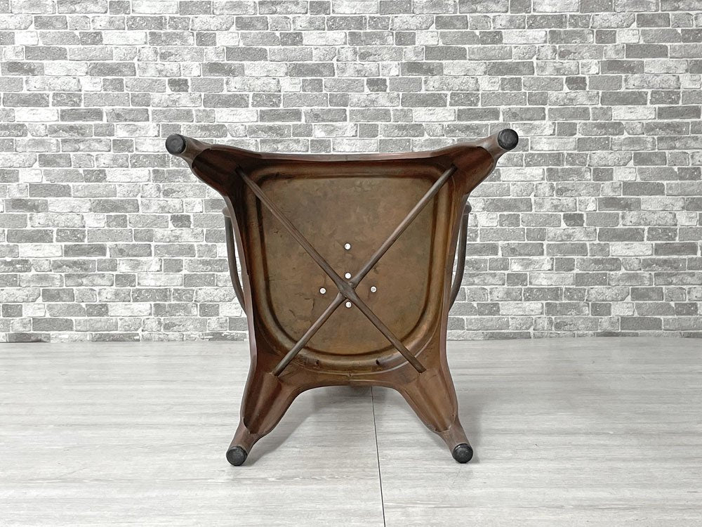 インダストリアルデザイン Industrial Design アームチェア ダイニングチェア アンティークコッパー色 店舗什器 工業系 展示品 美品 B ●