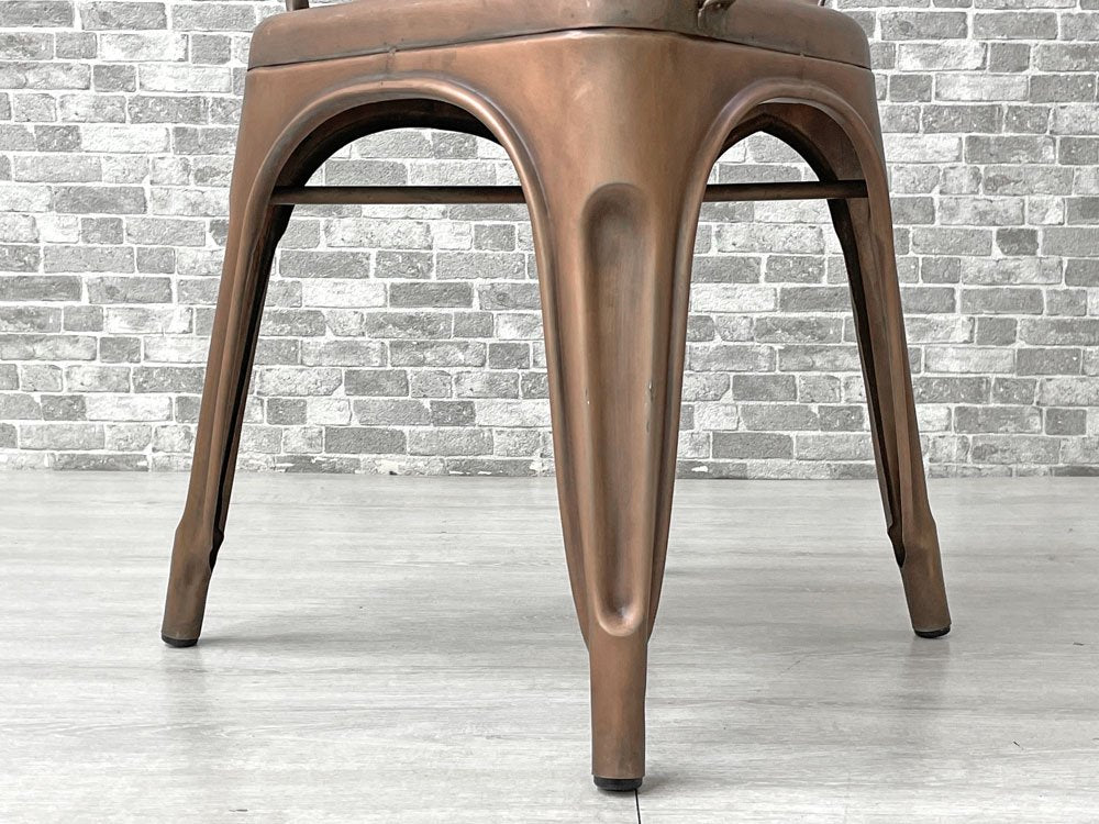 インダストリアルデザイン Industrial Design アームチェア ダイニングチェア アンティークコッパー色 店舗什器 工業系 展示品 美品 B ●