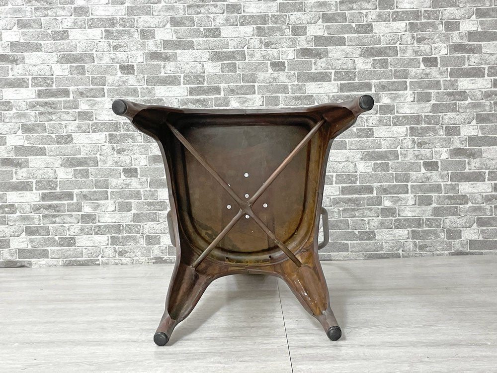 インダストリアルデザイン Industrial Design アームレス サイドチェア ダイニングチェア アンティークコッパー色 店舗什器 工業系 展示品 美品 B ●