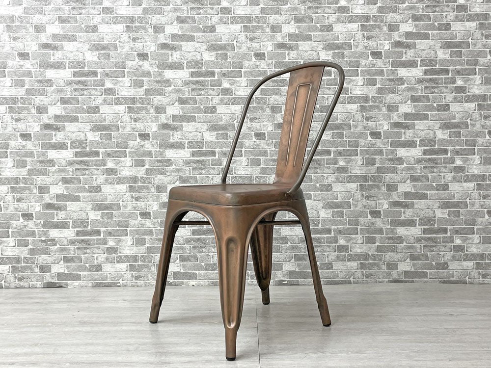 インダストリアルデザイン Industrial Design アームレス サイドチェア ダイニングチェア アンティークコッパー色 店舗什器 インダストリアル 工業系 展示品 美品 D ●