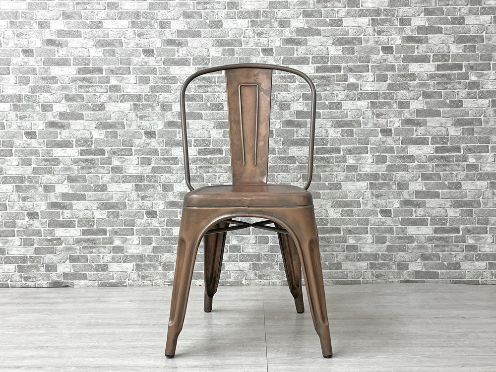 インダストリアルデザイン Industrial Design アームレス サイドチェア ダイニングチェア アンティークコッパー色 店舗什器 インダストリアル 工業系 展示品 美品 D ●