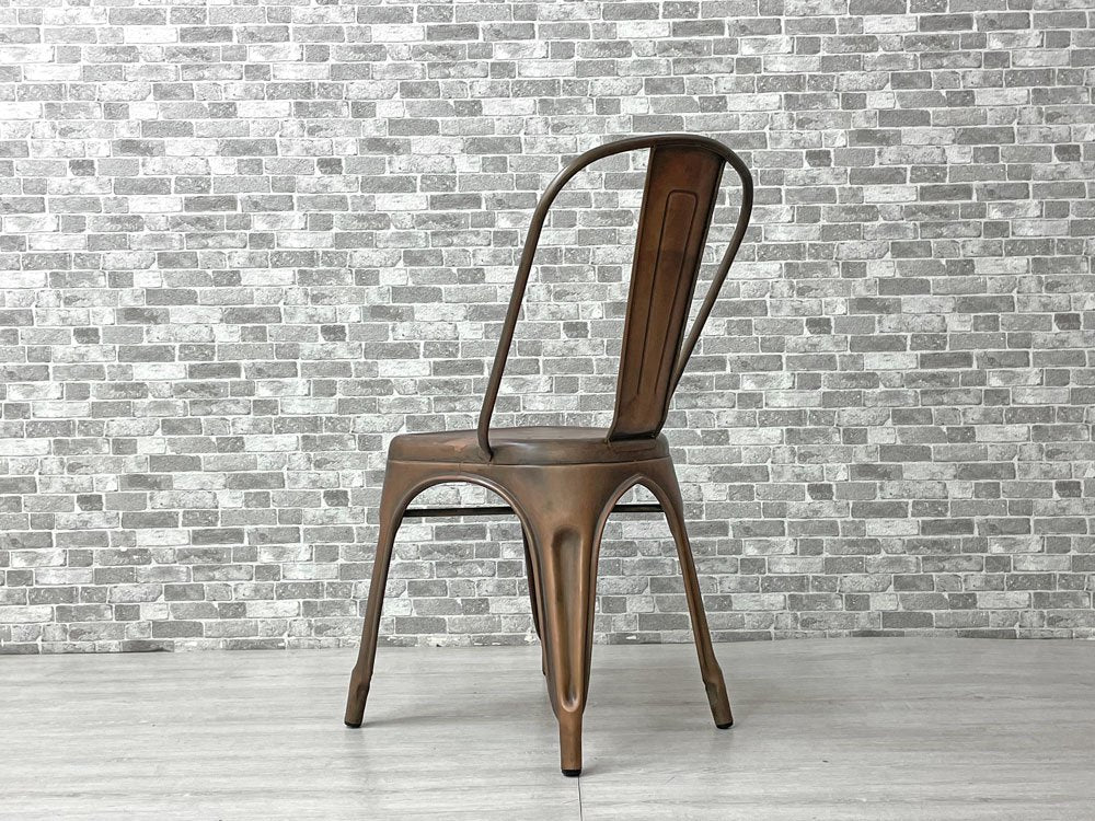 インダストリアルデザイン Industrial Design アームレス サイドチェア ダイニングチェア アンティークコッパー色 店舗什器 インダストリアル 工業系 展示品 美品 D ●