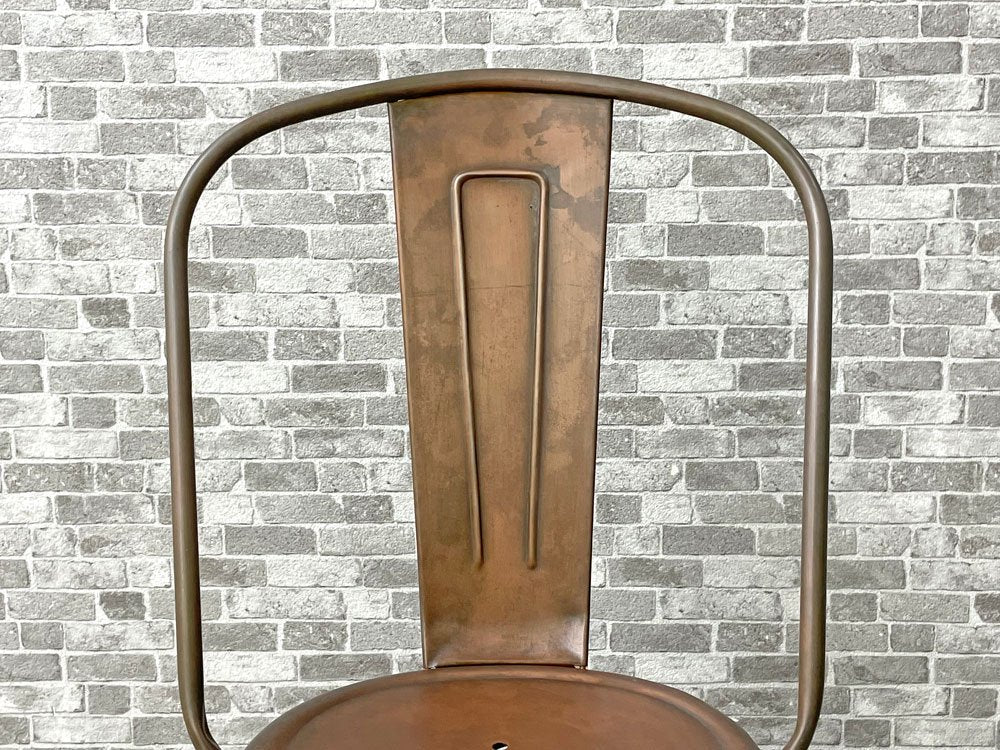 インダストリアルデザイン Industrial Design アームレス サイドチェア ダイニングチェア アンティークコッパー色 店舗什器 インダストリアル 工業系 展示品 美品 D ●