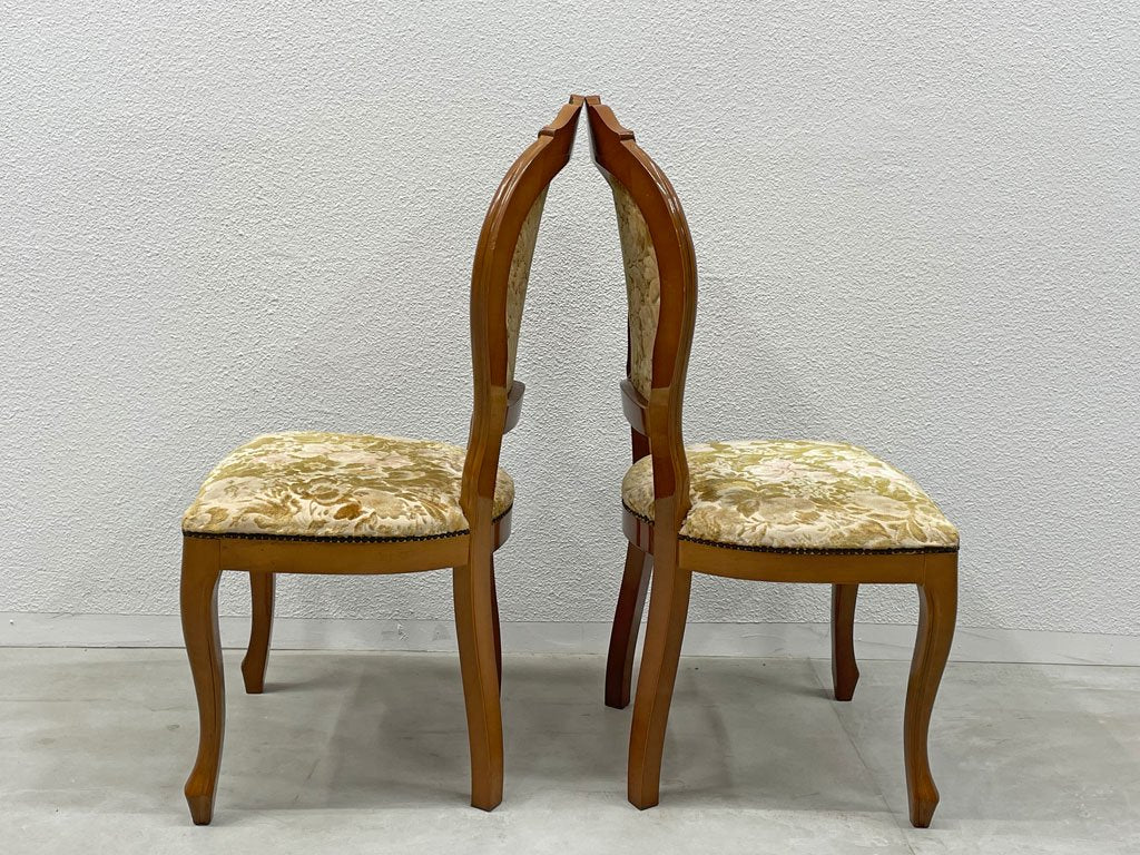 ヨーロピアンクラシカル デザイン European Classical design ダイニングチェア 猫脚 ファブリック イタリア ロココ調 2脚セット 〓