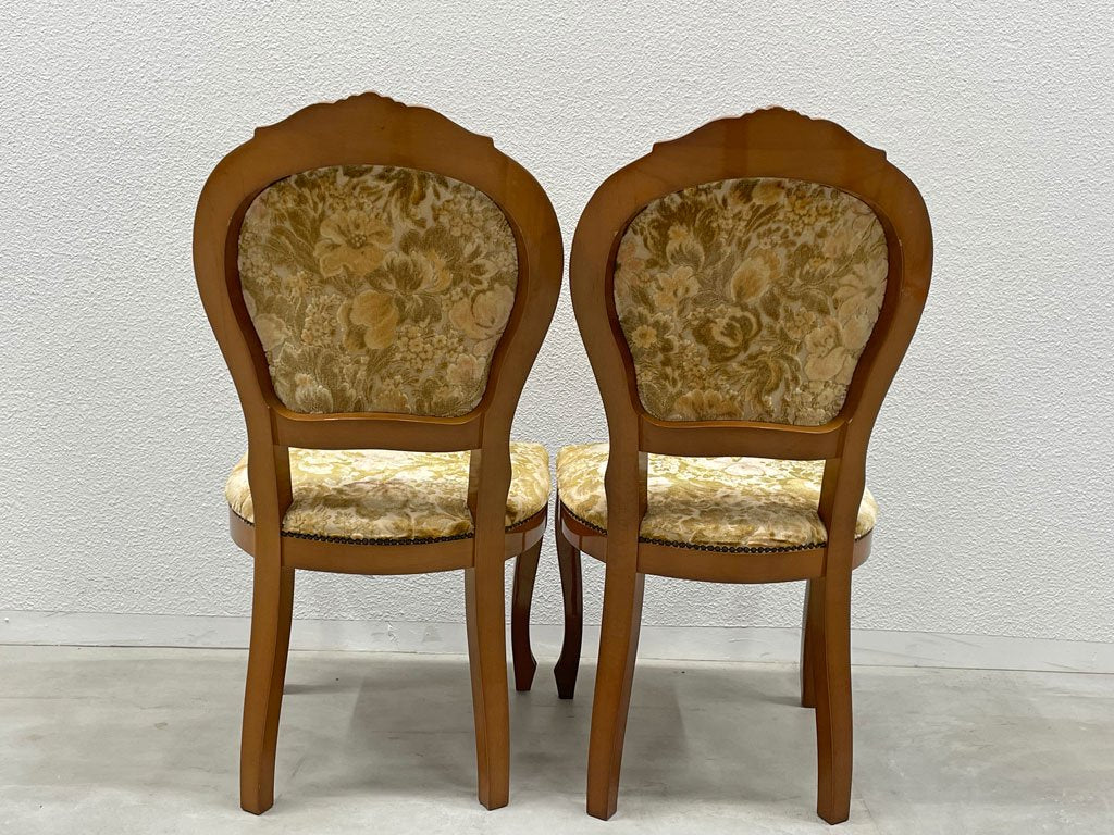ヨーロピアンクラシカル デザイン European Classical design ダイニングチェア 猫脚 ファブリック イタリア ロココ調 2脚セット 〓