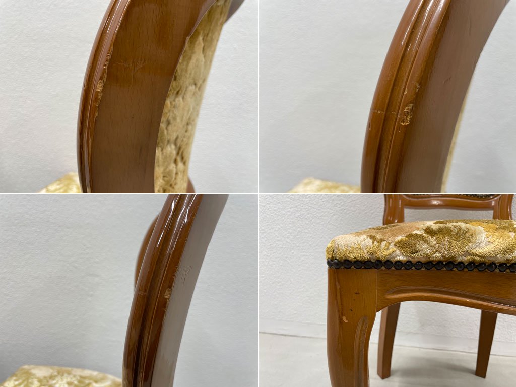 ヨーロピアンクラシカル デザイン European Classical design ダイニングチェア 猫脚 ファブリック イタリア ロココ調 2脚セット 〓