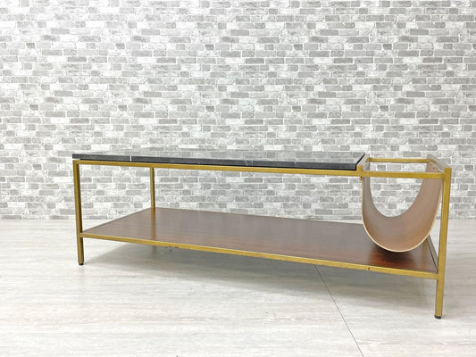 メゾン55 Maison55 コープランド コーヒーテーブル Copeland Coffee Table 大理石天板 レザー マガジンラック付き ミッドセンチュリーモダン ●