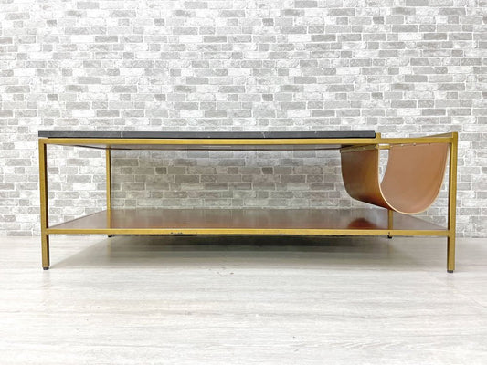 メゾン55 Maison55 コープランド コーヒーテーブル Copeland Coffee Table 大理石天板 レザー マガジンラック付き ミッドセンチュリーモダン ●