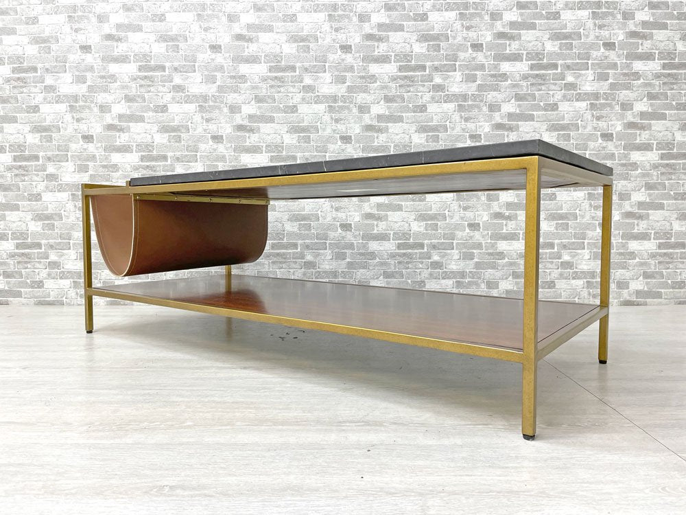 メゾン55 Maison55 コープランド コーヒーテーブル Copeland Coffee Table 大理石天板 レザー マガジンラック付き ミッドセンチュリーモダン ●