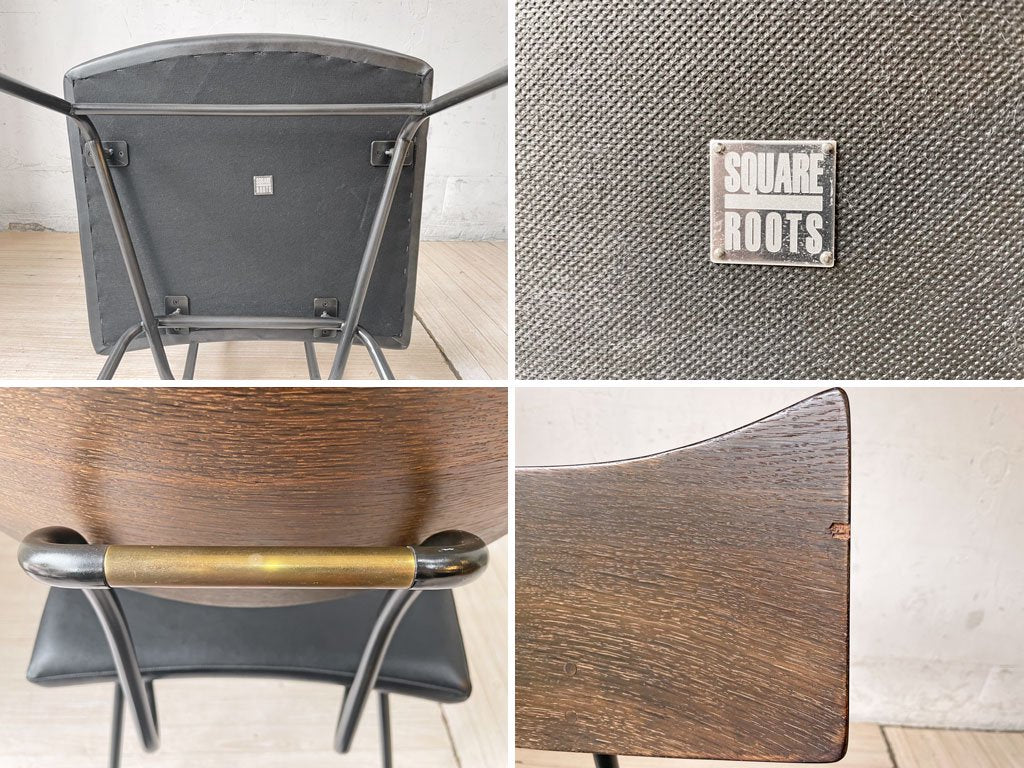 スクエアルーツ SQUARE ROOTS ソリチェア SOLI CHAIR オーク×アイアン ソリッドオークカラー ブラックレザー 本革 アスプルンド取扱 定価 \63,800- B ★