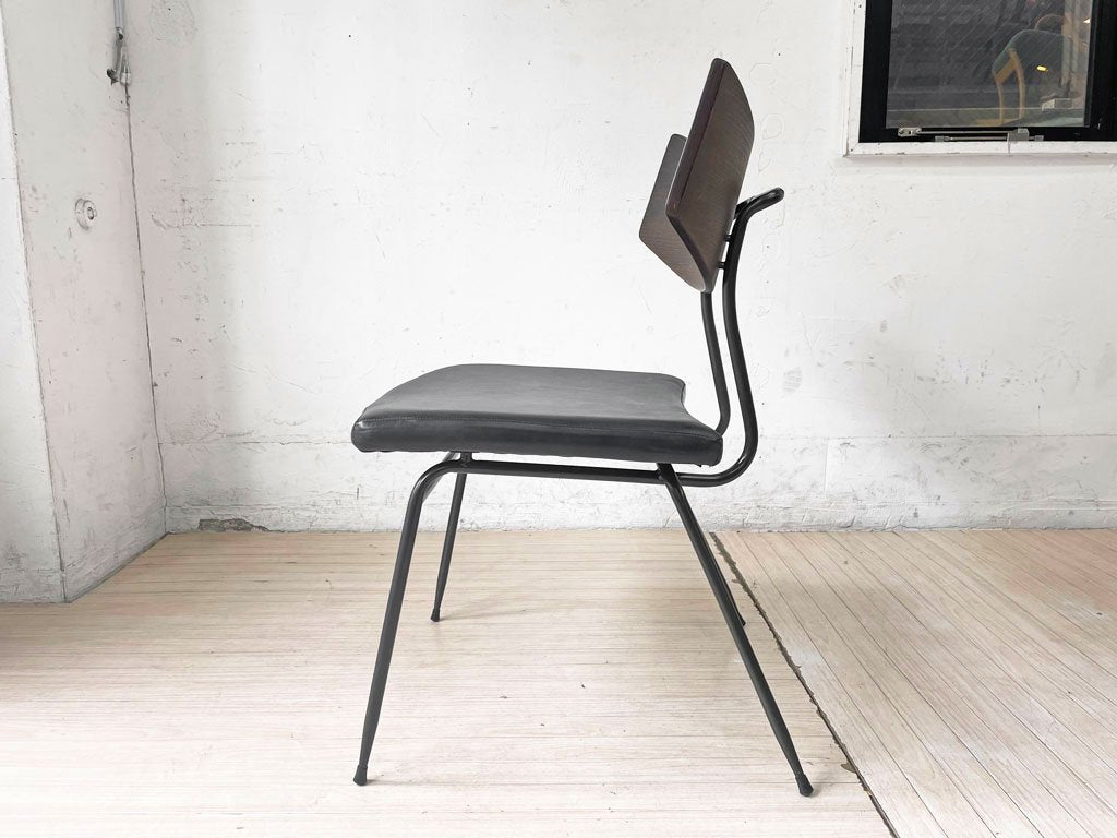 スクエアルーツ SQUARE ROOTS ソリチェア SOLI CHAIR オーク×アイアン ソリッドオークカラー ブラックレザー 本革 アスプルンド取扱 定価 \63,800- A ★