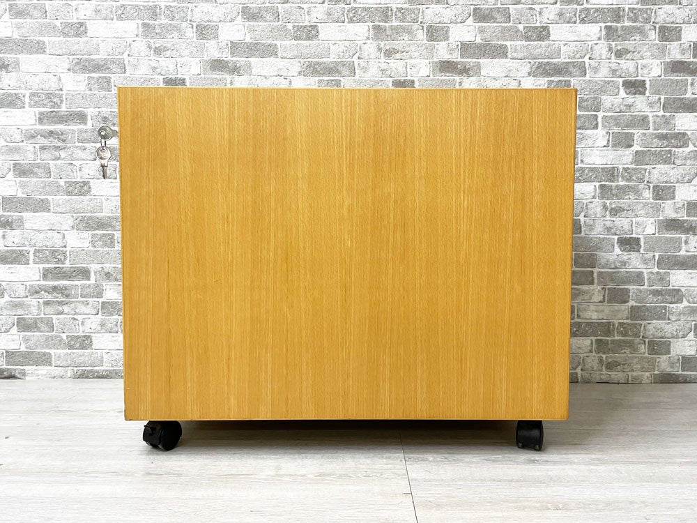 ラボファ Labofa ビーチ材 デスクキャビネット ワゴン ファイリングドロワー 3段 ファイル収納付 鍵付き デンマーク製 北欧家具 B ●