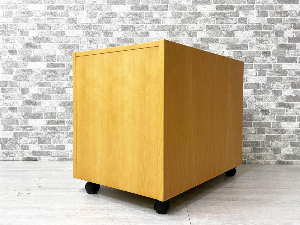 ラボファ Labofa ビーチ材 デスクキャビネット ワゴン ファイリングドロワー 3段 ファイル収納付 鍵付き デンマーク製 北欧家具 B ●