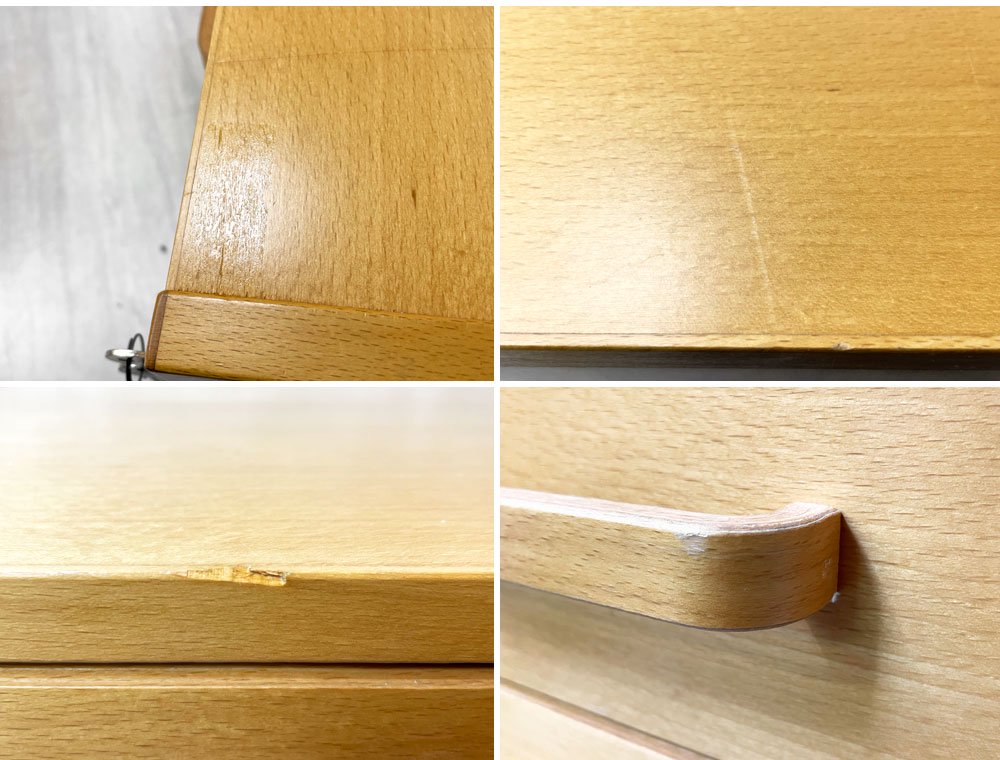 ラボファ Labofa ビーチ材 デスクキャビネット ワゴン ファイリングドロワー 3段 ファイル収納付 鍵付き デンマーク製 北欧家具 B ●