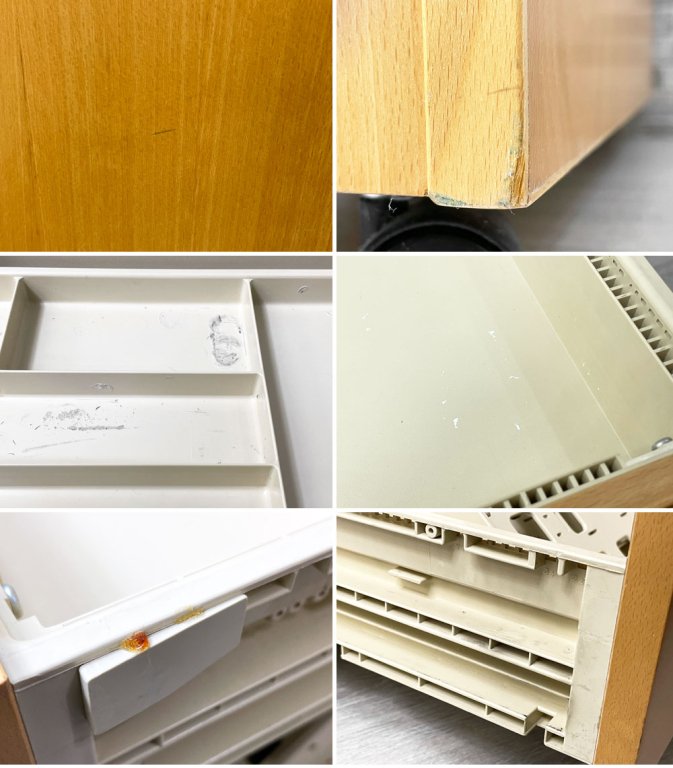 ラボファ Labofa ビーチ材 デスクキャビネット ワゴン ファイリングドロワー 3段 ファイル収納付 鍵付き デンマーク製 北欧家具 B ●