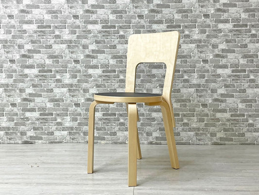 アルテック artek チェア66 Chair66 ダイニングチェア バーチ材 × ブラックラミネート アルヴァ・アアルト フィンランド 北欧家具 ●