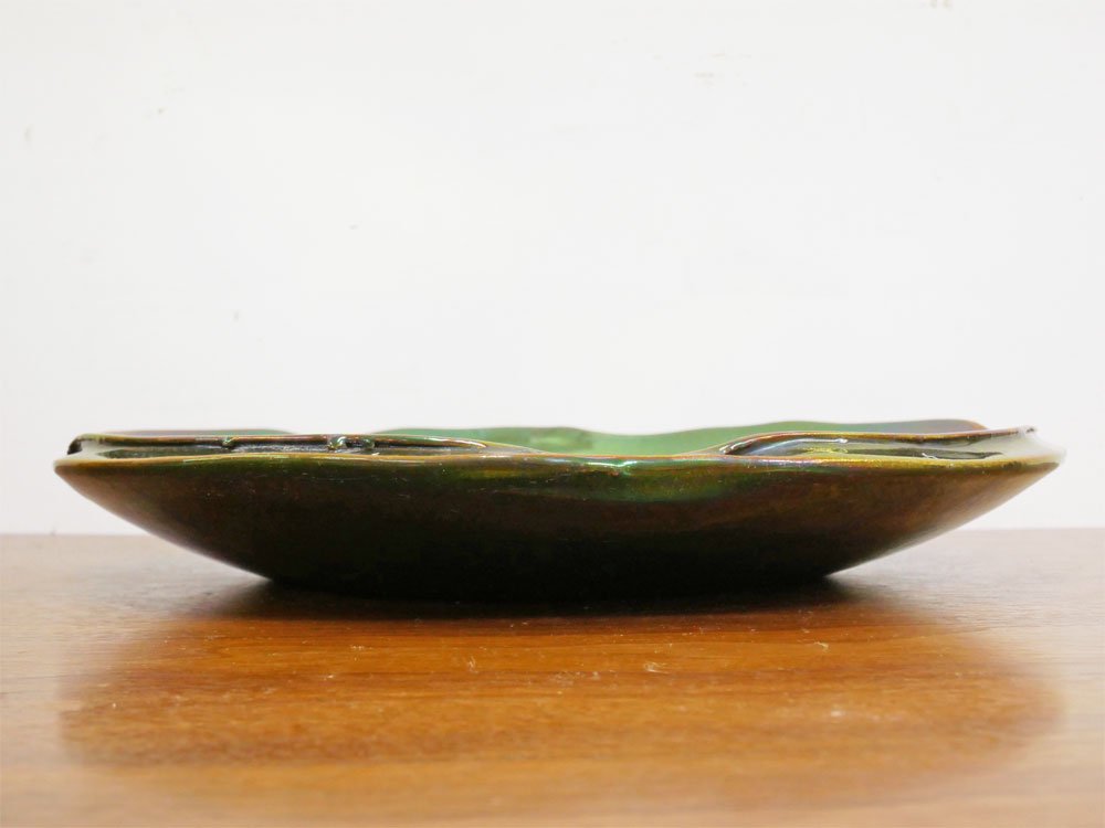 モバック Mobach ceramics ラージプレート 大皿 luster glaze グリーン ラスター Φ36cm オランダ ダッチビンテージ ミッドセンチュリー ●