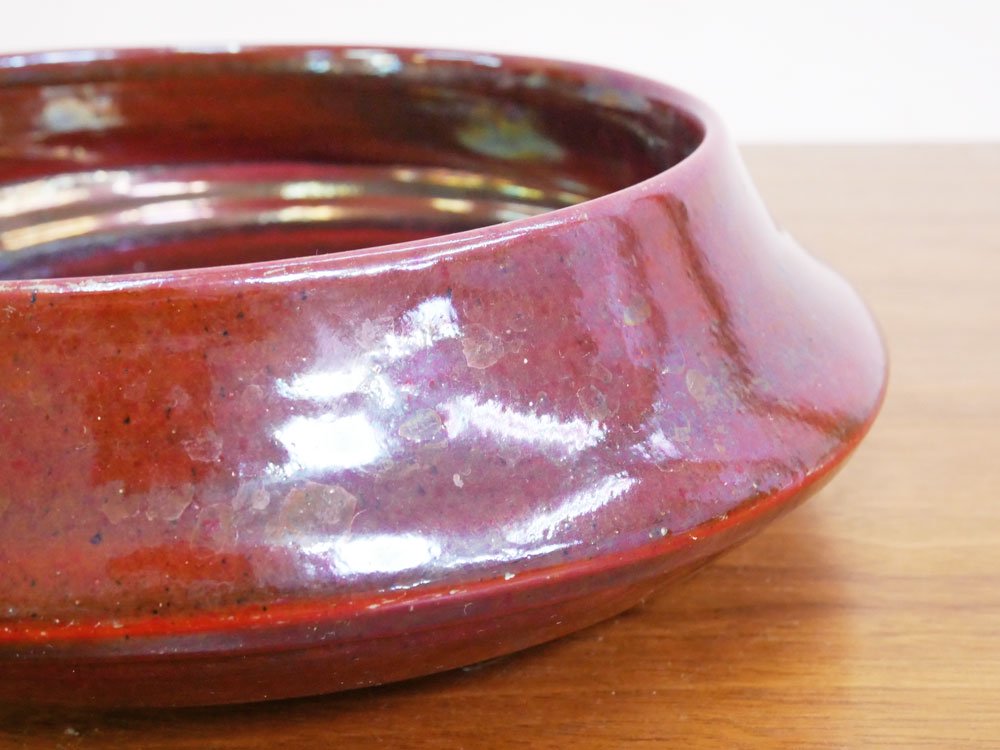 モバック Mobach ceramics フラワーボウル luster glaze レッド系 ラスター Φ28cm オランダ ダッチビンテージ ミッドセンチュリー ●