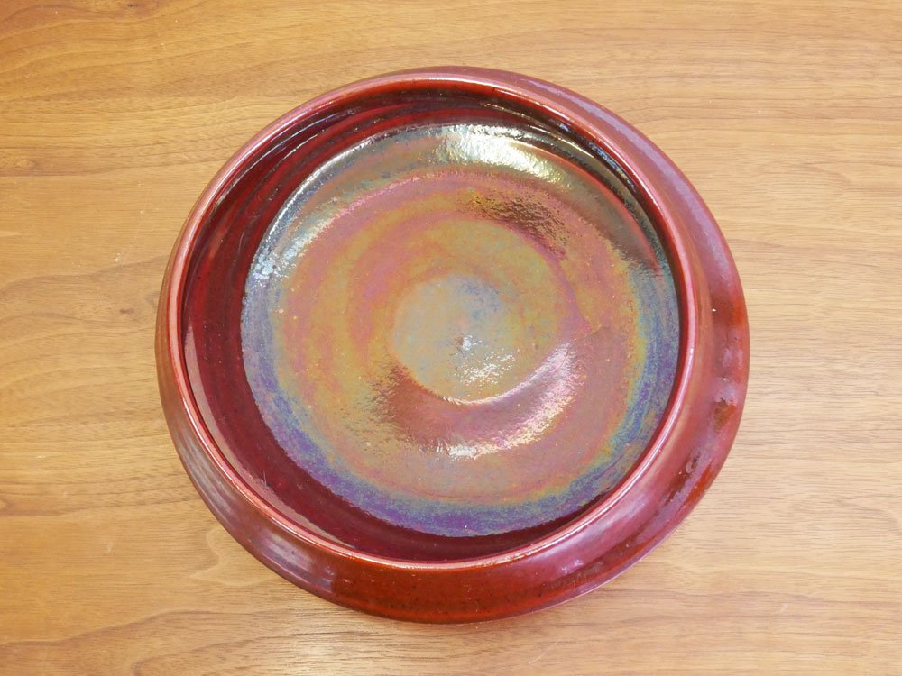 モバック Mobach ceramics フラワーボウル luster glaze レッド系 ラスター Φ28cm オランダ ダッチビンテージ ミッドセンチュリー ●