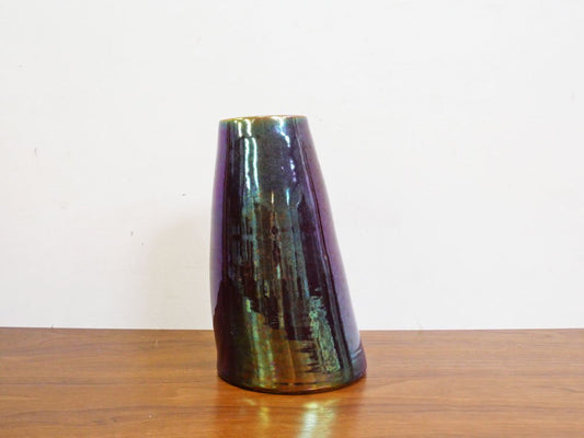 モバック Mobach ceramics フラワーベース 花瓶 luster glaze ダークパープル ラスター H23cm オランダ ダッチビンテージ ミッドセンチュリー ●