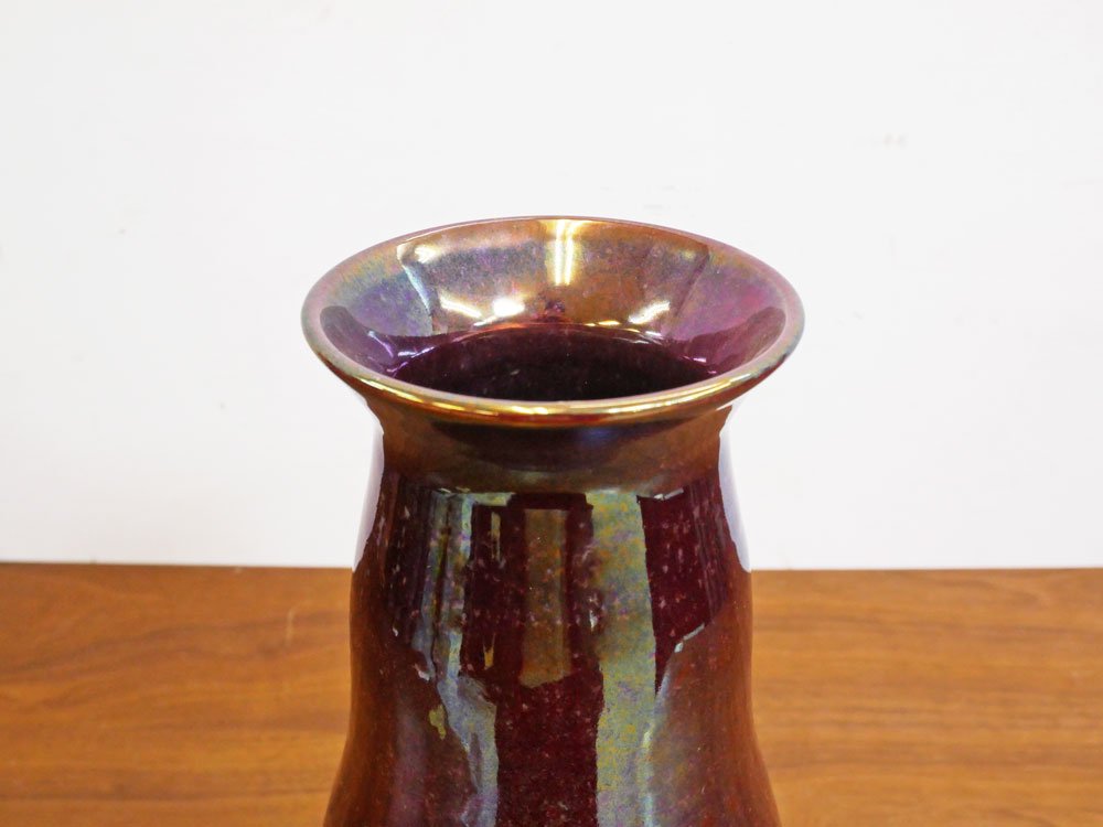 モバック Mobach ceramics フラワーベース 花瓶 luster glaze ダークパープル ラスター H32.5cm オランダ ダッチビンテージ ミッドセンチュリー ●