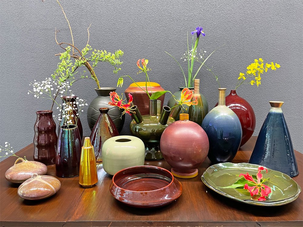 モバック Mobach ceramics フラワーベース 花瓶 luster glaze ダークパープル ラスター H32.5cm オランダ ダッチビンテージ ミッドセンチュリー ●